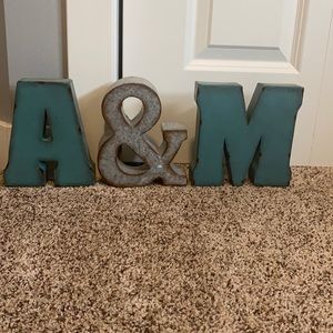 Letters A, &, M
